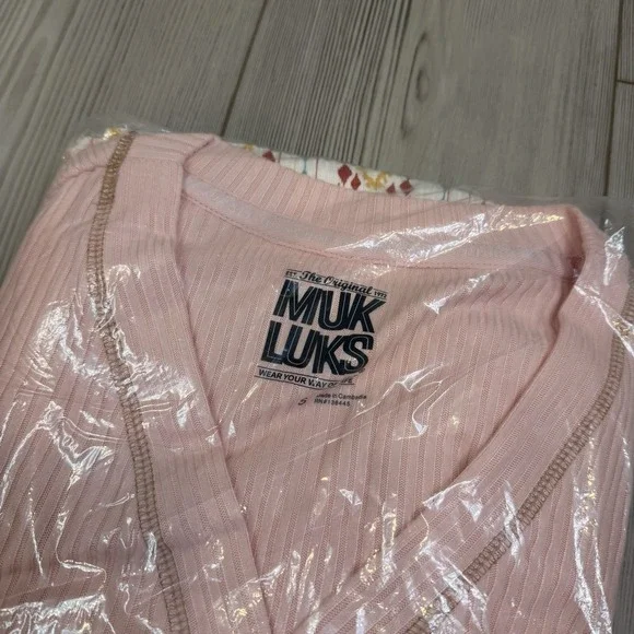 NEW MUK LUKS Butter Knit Western Prairie Pajama Set Women's Small Button Front - Picture 2 of 9